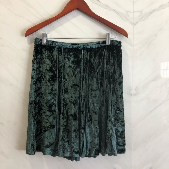 Club Monaco Silk Rayon Velvet Skirt Dark Emerald Green Size 4 - Picture 2 of 7